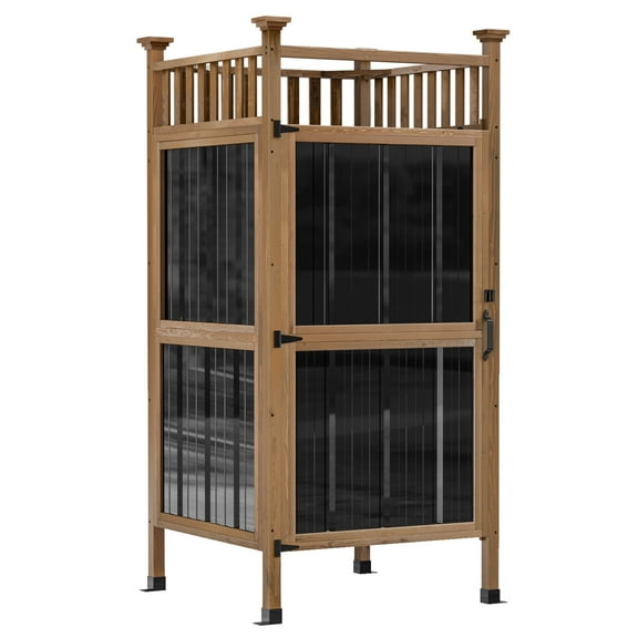 GDLF Outdoor Shower Enclosure with Lockable Door, Privacy Outdoor Shower Stall with Metal Panels , Changing Room for Pool Wash Station