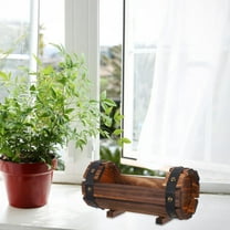 UPOUART Half Barrel Planters Outdoor Coffee Wood 1Pack 7.9X4.1X3.6In