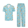 thumbnail image 5 of TSOVTHRID Blue Daisy Print Pajama Set for Women Notch Collar Sleepwear with Long Pants Soft Nightwear Womens Pj Sets, M, 5 of 7