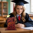 thumbnail image 2 of Harpily Desktop Ornament Graduation Decorations Sign Class of 2025 Graduation Table Sign Wooden Sign for High School College Graduates Bachelor Hat Design with Base Red A, 2 of 5