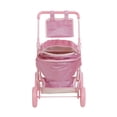 thumbnail image 4 of Olivia's Little World Baby Doll Bassinet Pram with Cover with Retractable Canopy & Storage, Hot Pink Glitter, 4 of 9