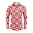thumbnail image 4 of Fgvctg Long Sleeve Shirts for Men V Neck Button Down Shirt Trendy Collared Blouses Date Day Love Heart Print Plus Size Business Casual Tops Deep Red L, 4 of 4