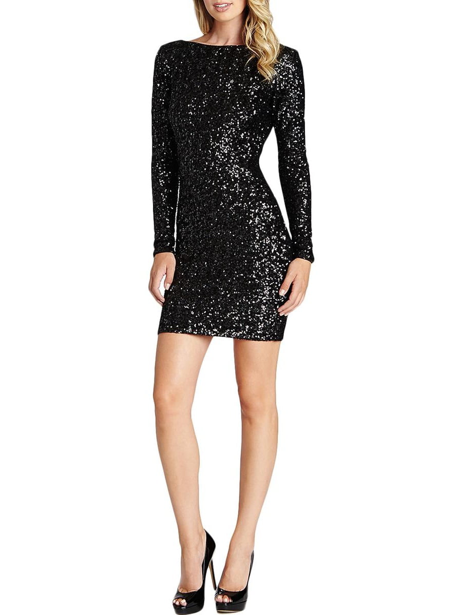 Dress the Population - Dress The Population Womens Sequined Long Sleeve ...