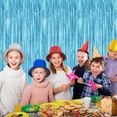 thumbnail image 2 of 4 Pack Party Decorations, 3.28 FT x 7.05 FT Blue Foil Streamers, Metallic Sky Blue Backdrop Fringe Curtains Bithday Back Drop, Winter Backdrop for Party Supplies Door Decor Hanging, 2 of 14