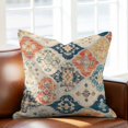 thumbnail image 2 of Boho Throw Pillow Cover Vintage Orange Blue Abstract Ethnic Flower Texture Cotton Linen Cushion Cover Throw Pillow Case with Invisible Zipper for Couch Sofa Bed Chair Car 24x24 Inch, 2 of 14