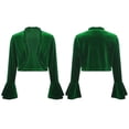 thumbnail image 5 of CHICTRY Kids Girls Velvet Cardigan Bolero Long Sleeve Open Front Cropped Shrug Shawls for Party Dress Green 14, 5 of 6