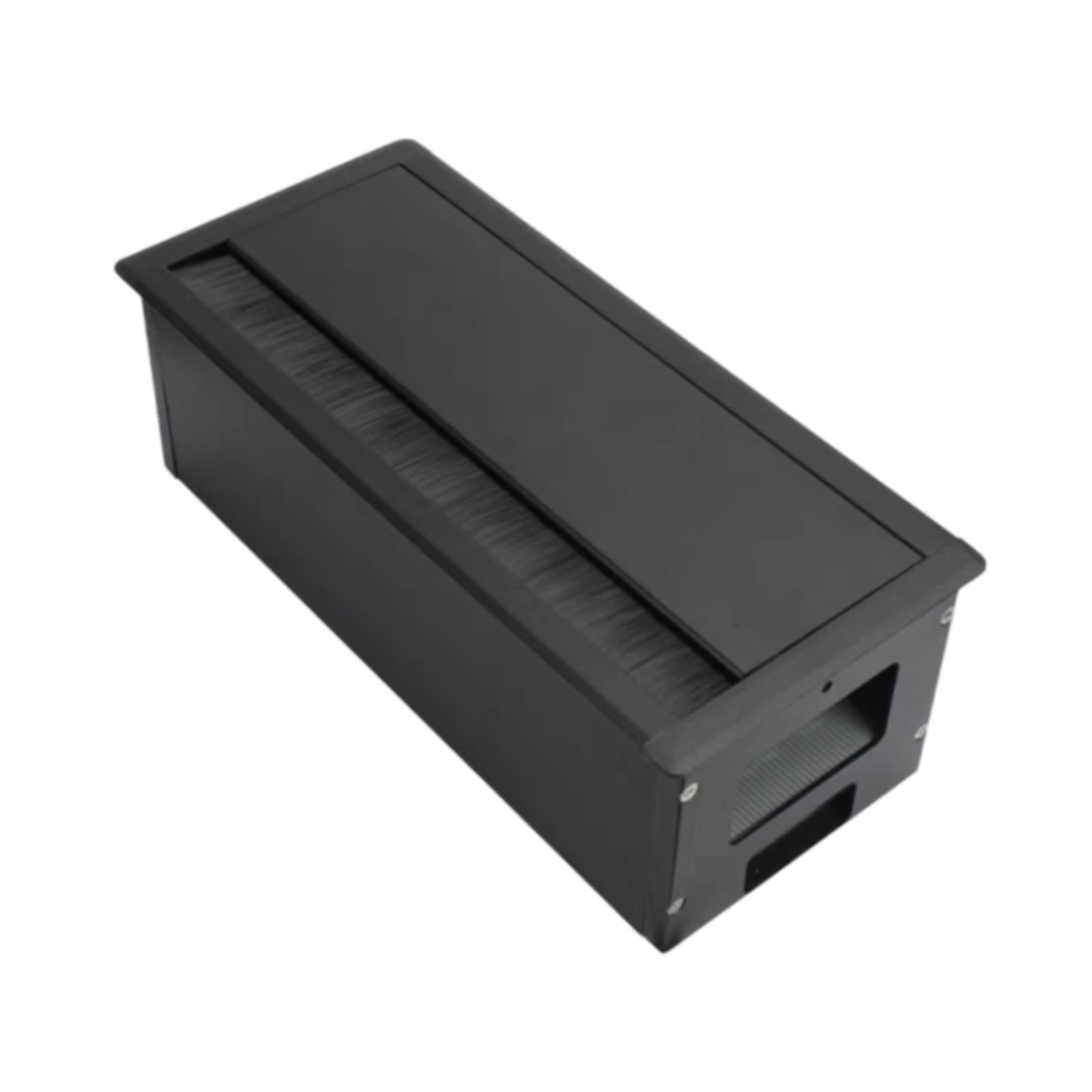 Wzmzjy Cable Management Grommet for Desk, Rectangular Wire Organizer with Threading Box Black
