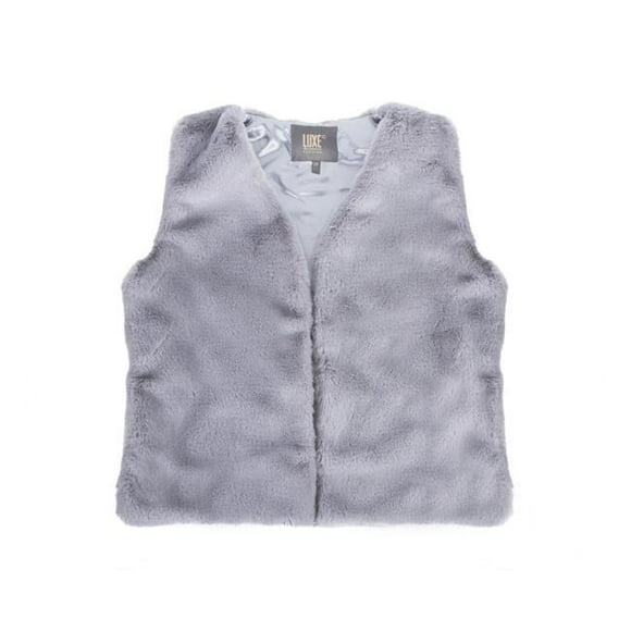 Faux Rabbit Fur Vest - Grey - Small