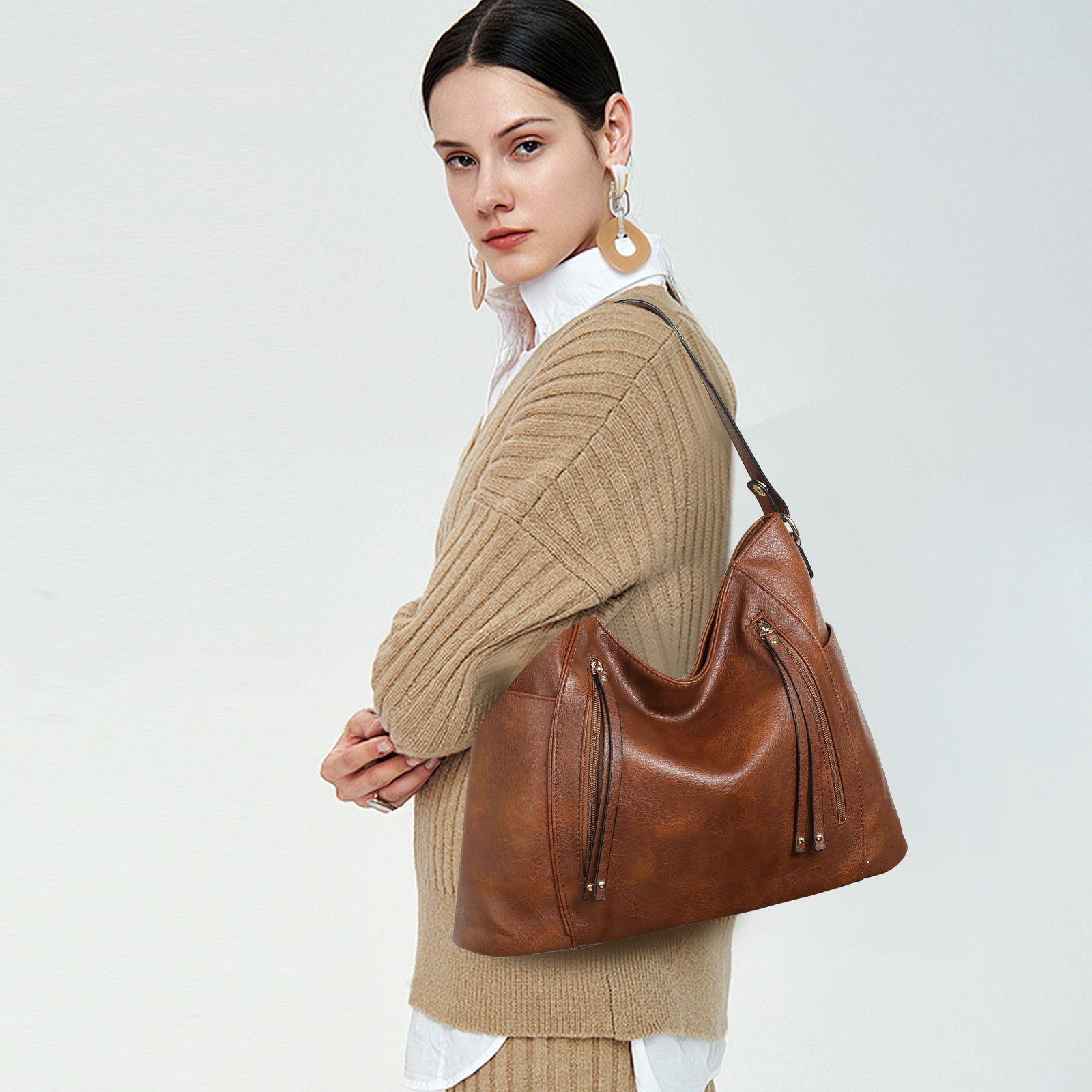 SENDEFN Women Tote Bag PU Leather Handbags Fashion Hobo Shoulder Bags with Adjustable Shoulder Strap And Side Pockets.
