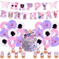 thumbnail image 1 of New Party Decoration Pull Flag Balloon Background Cloth Cake Insert Row Pink Music Singer Party, 1 of 1