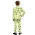 thumbnail image 3 of Xoenoiee Green Shamrock Heart Print Kids Suit 2 Piece Boys Tuxedo Suit St. Patrick's Day Ring Bearer Outfit for Wedding Slim Fit Jacket Pants Set, Size 5-6 Years, 3 of 7