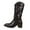 Black Boots, variant on Juebong Rivet Cowboy Boots for Women Western Mid Calf Fashion Cowgirl Boots Chunky Heel Pointed Toe Country Boot White,37