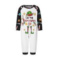 thumbnail image 2 of Elippeo Family Matching Christmas Pajamas, Letter  Elf Print Long-Sleeved Round Neck Tops + Candy Cane Pattern Trousers Sleepwear, 2 of 10