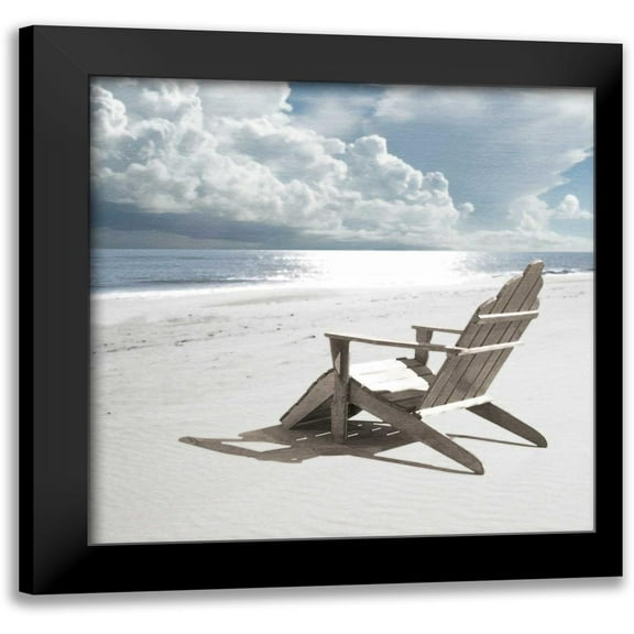 Bay, Noah 12x12 Black Modern Framed Museum Art Print Titled - Solitary Beach Chair