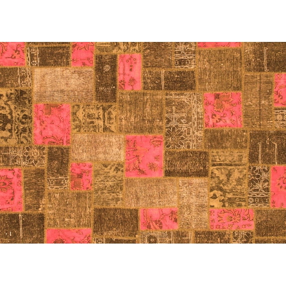 Ahgly Company Indoor Rectangle Patchwork Orange Transitional Area Rugs, 6' x 9'