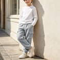 thumbnail image 4 of Xdegoge Boys Sherpa Fleece Cargo Pants Fuzzy Warm Joggers with Side Pockets Elastic Waist Winter Heavyweight Lounge Track Pants, 4 of 9