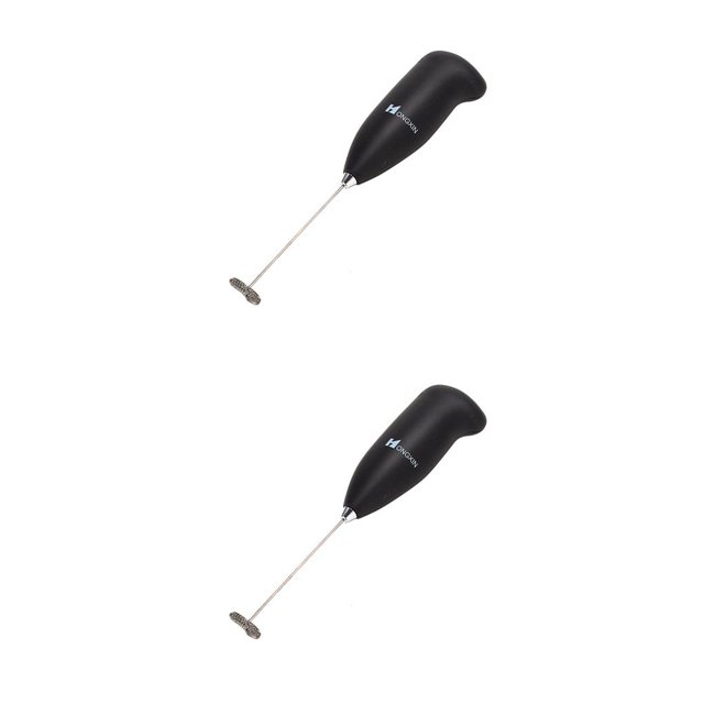 Inteprter Espumador de leche de mano, fabricante de espuma con pilas, batidor de huevos eléctrico, agitador de chocolate caliente para café Negro 2piezas Inteprter CBP099702