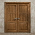 thumbnail image 3 of Interior Solid French Double Doors 60 x 80 inches | Ego 5010 Cognac Oak | Wood Interior Solid Panel Frame | Closet Bedroom Modern Doors, 3 of 5