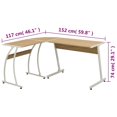 thumbnail image 4 of vidaXL Bureau d'Angle en Chêne en Forme de L, 4 of 5