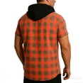 thumbnail image 3 of Ixbnca Men's Short Sleeve Plaid Hoodies Short Sleeve Mens Button V Neck Hooded T Shirts with Pocket, 3 of 7