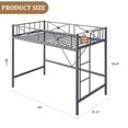 thumbnail image 2 of Heavy Duty Twin Loft Bed with Safety Guard Rails, Space Saving Steel Loft Bed with Metal Slats Support, No Box Spring Needed, Easy Assembly, White Gray or Black, 2 of 6
