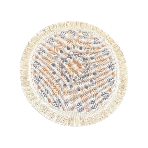Napéron 2 Lumières Bohème Tissé, Napperon de Table avec Pompons et Isolation Thermique pour la Maison, Tissu Anti-Brûlure, Protège-Table d'Artisanat