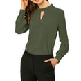 thumbnail image 5 of INSPIRE CHIC Women's Stand Collar Pleated Button Keyhole Button Blouse, 5 of 5
