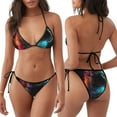 thumbnail image 3 of Fotbe Neon Spectrum Cat Portrait Traje de Baño para Mujer de Dos Piezas – Bikini Sexy de Tirantes Tipo Halter con Diseño Triangular, 3 of 6