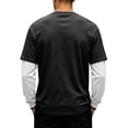 thumbnail image 4 of OIOLOYJM Men's Fake Two Piece T-Shirt Long Sleeve Crew Neck Casual Layered Tee Shirts Fashion Basic Athletic Work Pullover Black XL, 4 of 5