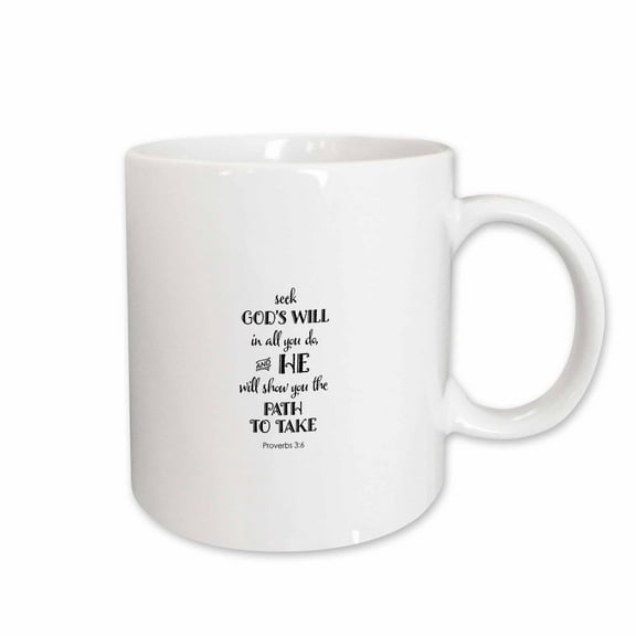 3drose, Bible Proverb Motivational Typography - Seeks Gods Will in All, 15oz Mug