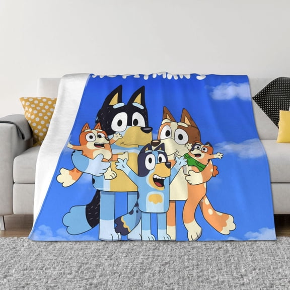 Rozeui Bluey for Flannel Blanket, Soft Fuzzy Plush King Blanket for Winter, Thick and Warm All-Season Bed Throw-50"x40"