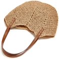 thumbnail image 3 of Bolso de mano de paja informal de verano, bolso de hombro tejido de gran capacidad para vocación de playa de verano Rojo Verde, 3 of 5