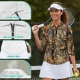 thumbnail image 6 of Uorisanigo Yellow Camo Forest Womens Golf Shirt Soft Comfortable Women's 3/4 Sleeve Athletic Golf Shirts Fashionable Quarter Zip Breathable Polyester Spandex Fabric Tennis Tops, 6 of 7