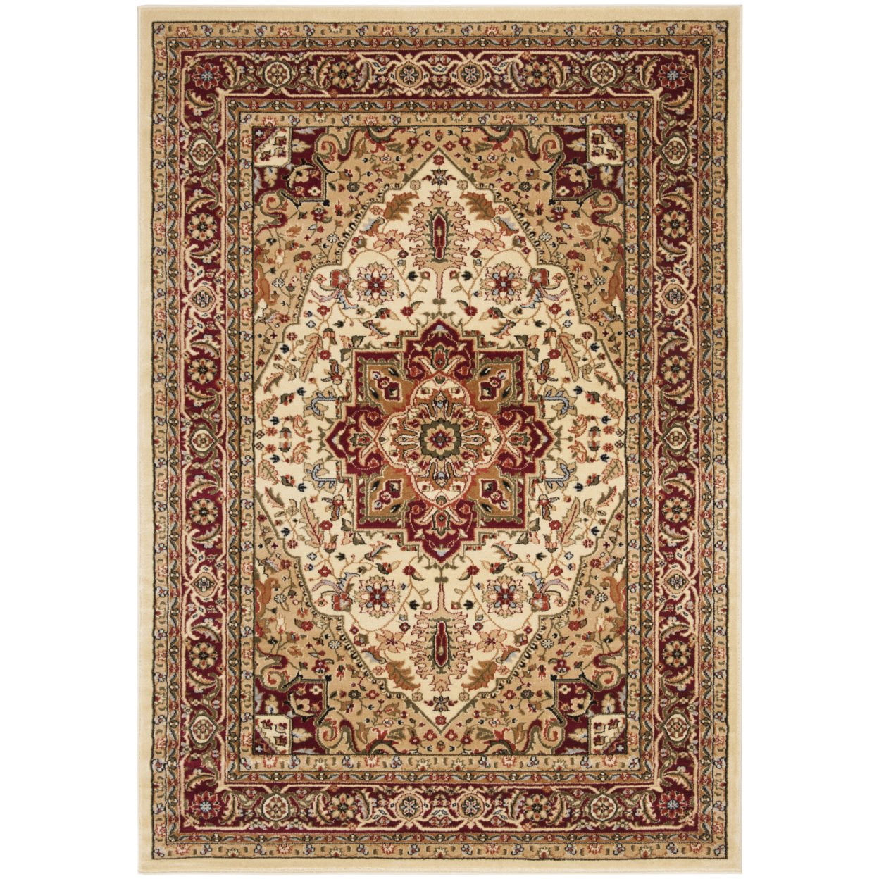 SAFAVIEH Lyndhurst Miranda Traditional Bordered Runner Rug, Ivory/Red, 2'3" x 10'