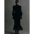 thumbnail image 3 of Velvet Lace Patchwork Dress for Women's Gothic Punk Puff Sleeve Lace Trim Cut Out Dress Party Vintage Autumn Long Sleeve Dress, 3 of 3