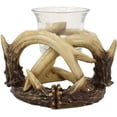 thumbnail image 5 of Set Of 2 Wildlife Rustic Buck Deer Stag Entwined Antlers Votive Candle Holders, 5 of 5