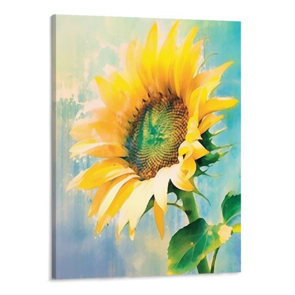 ONETECH Sunflower Prints Wall Art Canvas,Yellow Decor,Sunflower Bathroom Decor Art,Sunflower Kitchen Decor,Vintage Watercolor Pictures for Bedroom,16x20 Inch No Frame