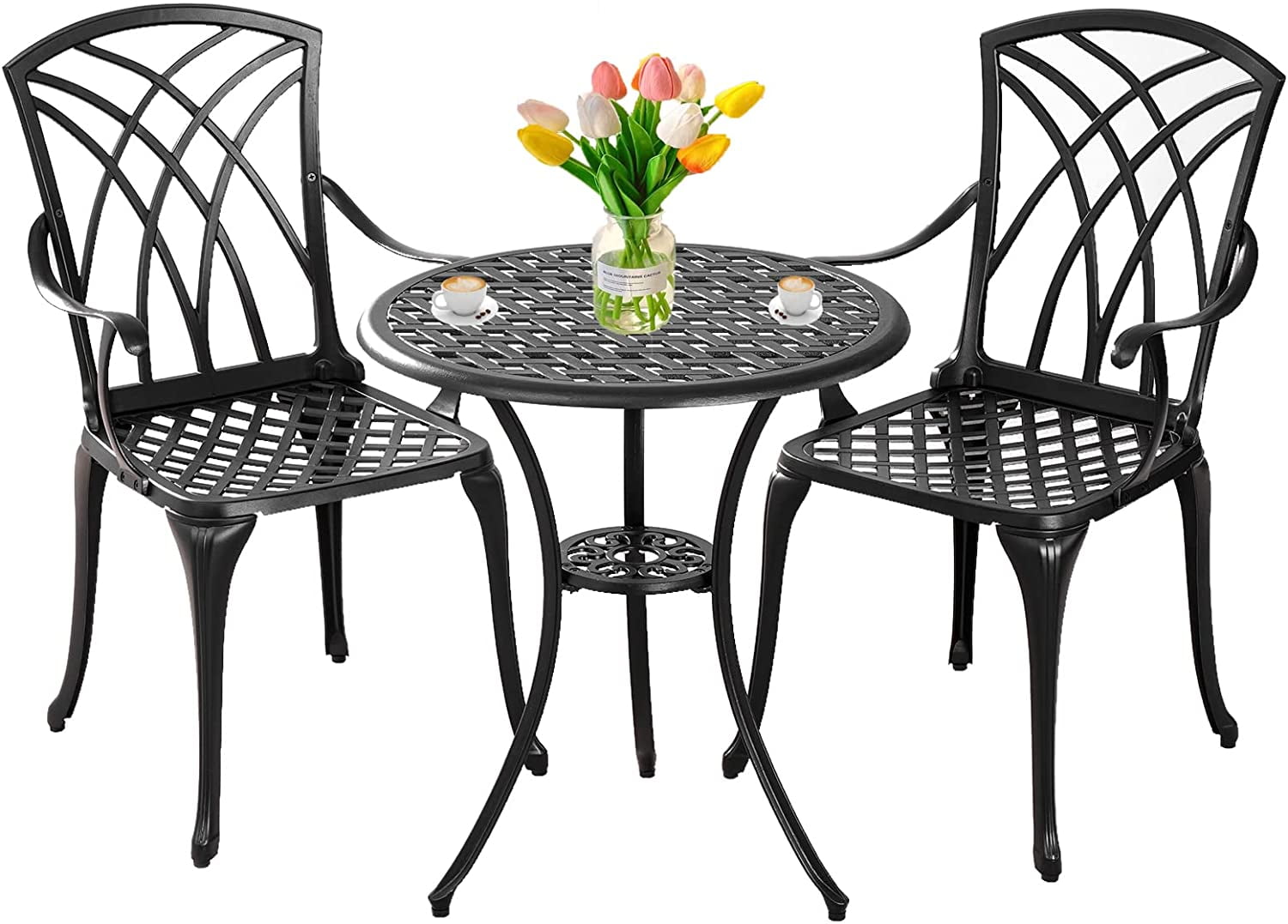 ZXNYH Bistro Set 3 Piece Outdoor,Cast Aluminum Bistro Table and Chairs