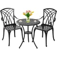 thumbnail image 1 of ZXNYH Bistro Set 3 Piece Outdoor,Cast Aluminum Bistro Table and Chairs Set of 2 with Umbrella Hole,All Weather Bistro Table Set for Front Porch,Patio Furniture Set for Garden(Butterfly Black), 1 of 7
