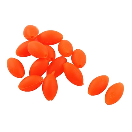 - Oval Shaped Rubber Fisherman Terminal Soft Bobber Stopper Luminous Lure Fishing Beads 15pcs Orange
