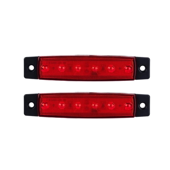 KAKOWELY 2pcs 12V 6 LED Clearence Truck Trailer Taillight Side Marker Indicators Light Lamp Small Lights Lights Signal Lights(Red),3.82X"X0.75"X0.35"