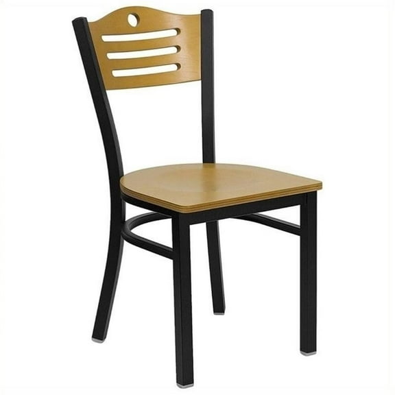 Bowery Hill Black Slat Back Metal Restaurant Dining Chair