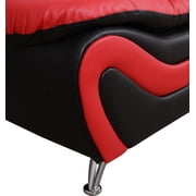 3 Piece Living Room Set Living Room Sofa Set, 3 piece, Sofa\Loveseat\Chair, Black & Red Color, Faux Leather Upholstery Material