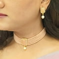 thumbnail image 3 of Efulgenz Indian Jewelry Set Crystal Choker Faux Pearl Multi Layered Strand Beaded Necklace Earrings Bollywood Jewelry Set for Women, Peach, Perfect Valentines Day Gifts for Her, 3 of 6