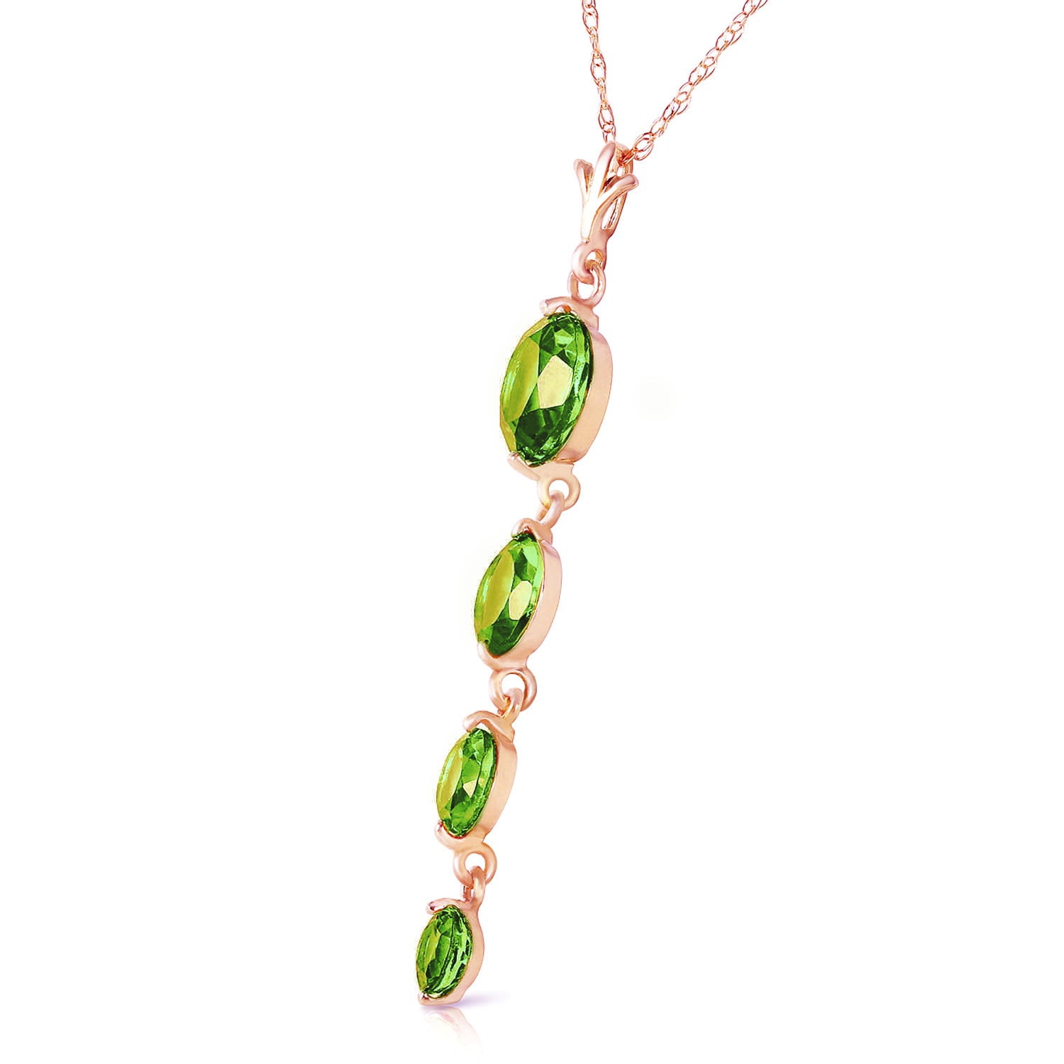 Galaxy Gold 14K Solid Gold Natural Peridot Pendant Necklace for Women - Rose Gold Fine Jewelry