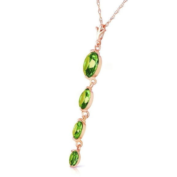 Galaxy Gold GG 14K Rose Gold Peridot Pendant Necklace - August Birthstone - Warmth & Prosperity - 16" to 24" - Fine Jewelry for Women