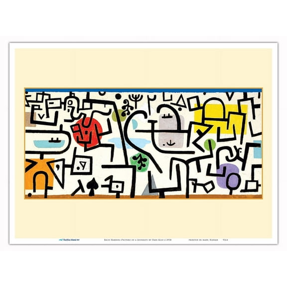 Rich Harbor (Picture of a Journey) - From an Original Cubism Abstract Painting by Paul Klee c.1938 - Master Art Print (Unframed) 9in x 12in