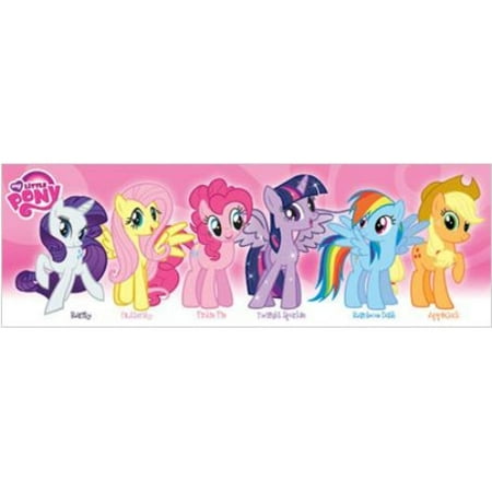 - My Little Pony Pink Characters 36x12 Art print poster Girl Kids Rarity Fluttershy Pinkie Pie Twilight Sparkle Rainbow Dash Apple Dash