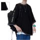 thumbnail image 4 of Camiseta holgada de media manga para hombre, camiseta informal de moda con cuello redondo y fibra química mezclada de Color puro para ir de compras, 4 of 8