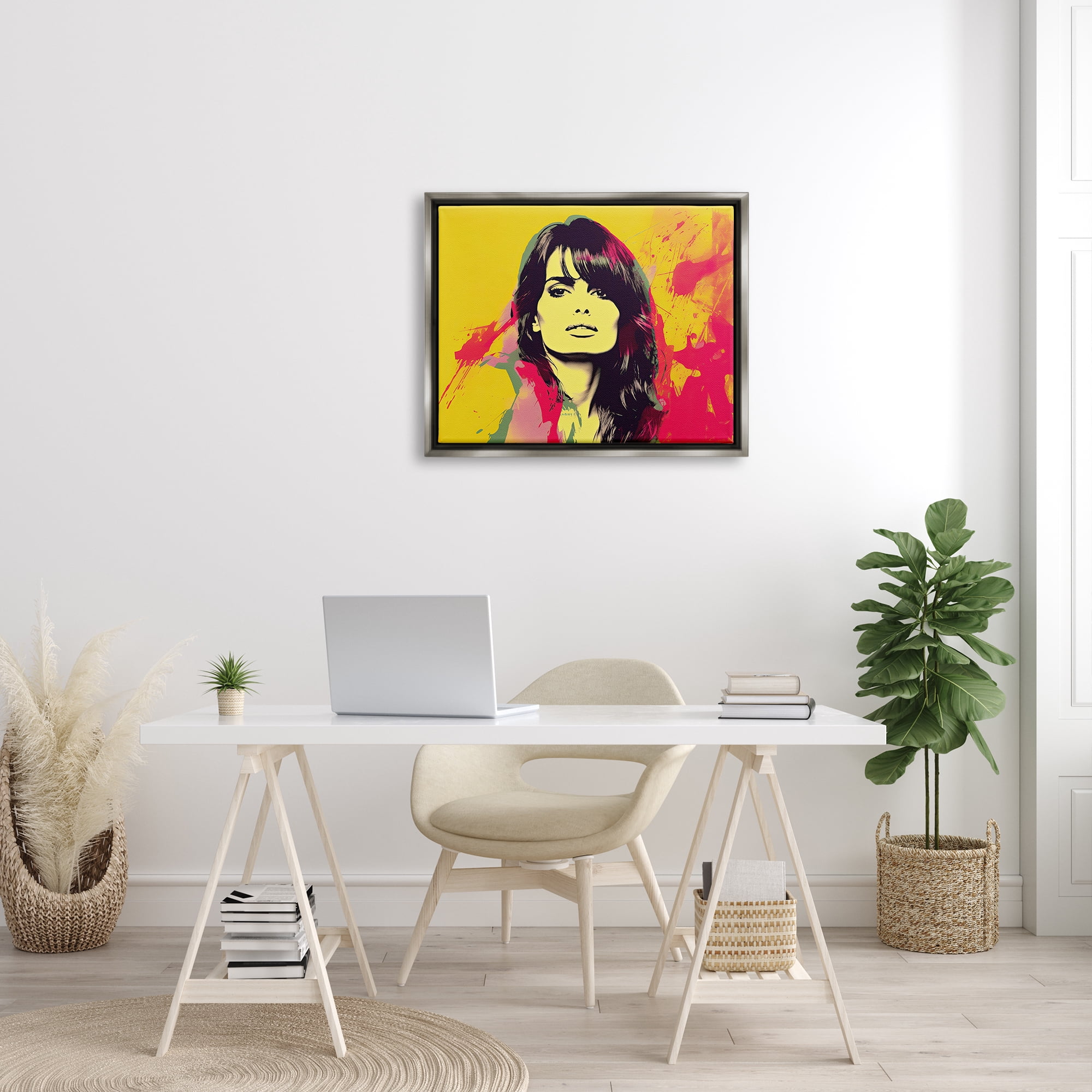 Stupell Industries Modern Penelope Cruz Abstract Painting Gray Floater Framed Art Print Wall Art, 31 x 25